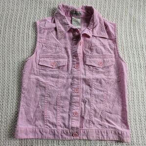 VTG connection 18 women's small linen blend pink jean jacket style cropped vest